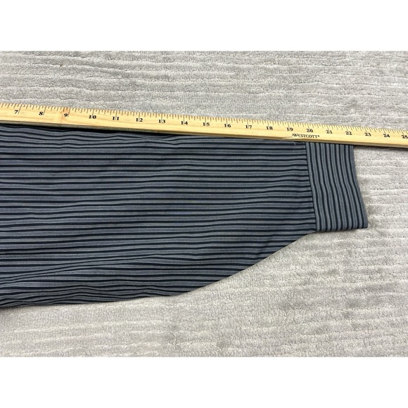 Vintage Stafford Shirt Men 16.5 32-33 Black Gray Striped End On End Cotton Blend - Picture 6 of 12